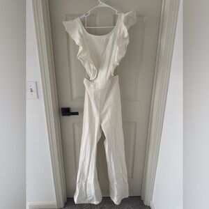 Jealous Tomato Cream Ruffle Jumpsuit